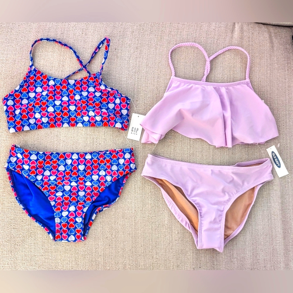 Girls’ swimsuit bundle  Youth size 10-12 Large - blue and lilac purple